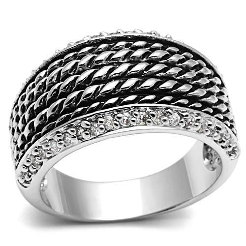 DSR 3W065 - Rhodium Brass Ring with AAA Grade CZ