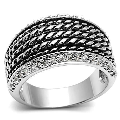DSR 3W065 - Rhodium Brass Ring with AAA Grade CZ