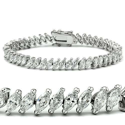 DSB 47106 - Rhodium Brass Bracelet with AAA Grade CZ