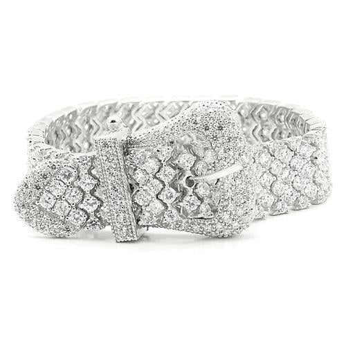 DSB 0S179 - Rhodium 925 Sterling Silver Bracelet with AAA Grade CZ