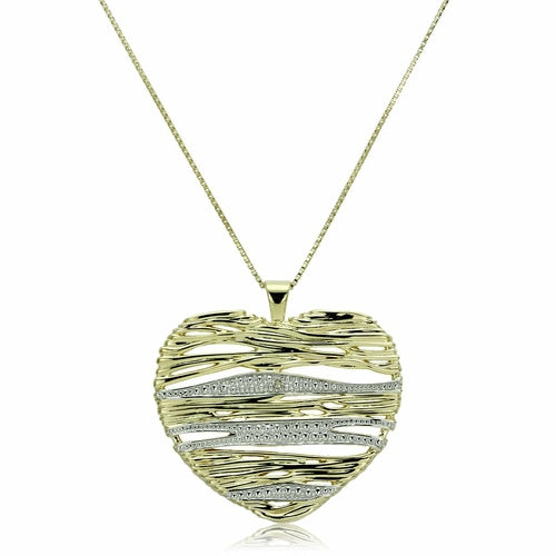 DSN 9599 - Gold+Rhodium 925 Sterling Silver Necklace with AAA Grade CZ
